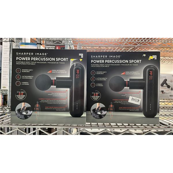 (2) SHARPER IMAGE POWER PERCUSSION SPORT MASSAGERS *WORKING CONDITION UNKNOWN/MAY BE MISSING PARTS &