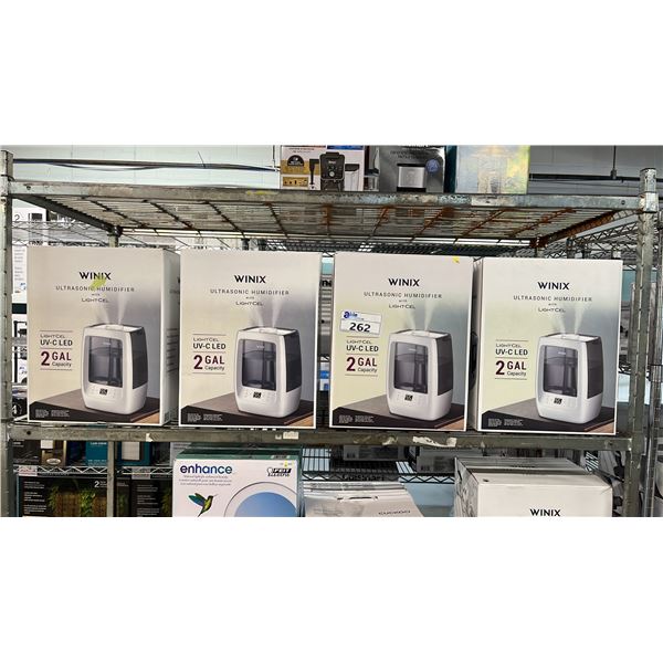 SHELF OF WINIX ULTRASONIC HUMIDIFIERS WITH LIGHTCEL *WORKING CONDITION UNKNOWN/MAY BE MISSING PARTS