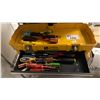 Image 2 : TOOLBOX WITH ASSORTED CONTENTS INCLUDING SCREWDRIVERS, WIRE STRIPPERS, WIRE CUTTER & MORE