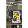 Image 2 : SHELF OF ASSORTED ITEMS INCLUDING; STRAP WRENCH SET, 2" DROP HITCH, AUTOMOTIVE LIGHTS & MORE