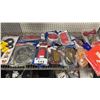 Image 3 : SHELF OF ASSORTED ITEMS INCLUDING; STRAP WRENCH SET, 2" DROP HITCH, AUTOMOTIVE LIGHTS & MORE