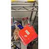 Image 4 : SHELF OF ASSORTED ITEMS INCLUDING; STRAP WRENCH SET, 2" DROP HITCH, AUTOMOTIVE LIGHTS & MORE