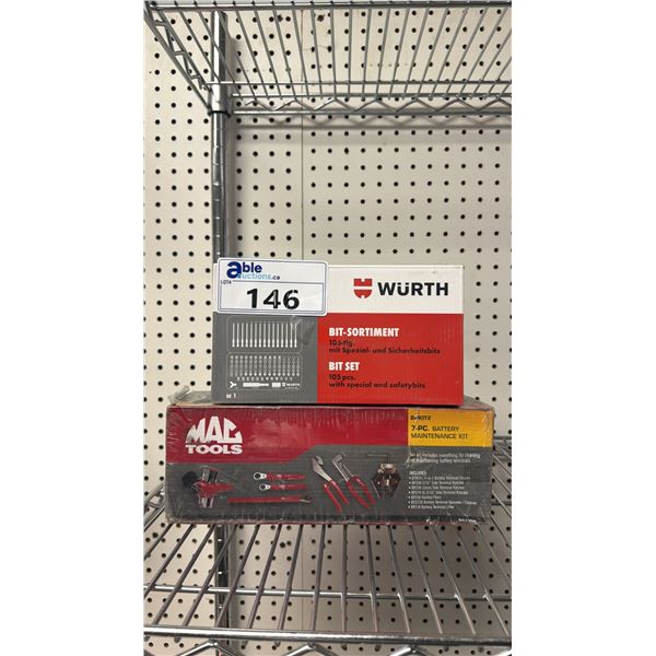 WURTH 105-PC BIT SET & MAC TOOLS 7-PC BATTERY MAINTENANCE KIT