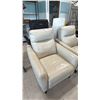 Image 1 : CREAM LEATHER PUSH-BACK RECLINER (SCUFF MARK ON ONE SIDE)