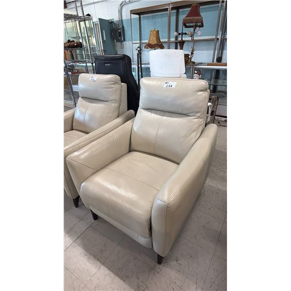 CREAM LEATHER PUSH-BACK RECLINER