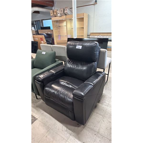 BLACK LEATHER POWER RECLINER WITH USB PORTS ( MISSING PARTIAL CORD)