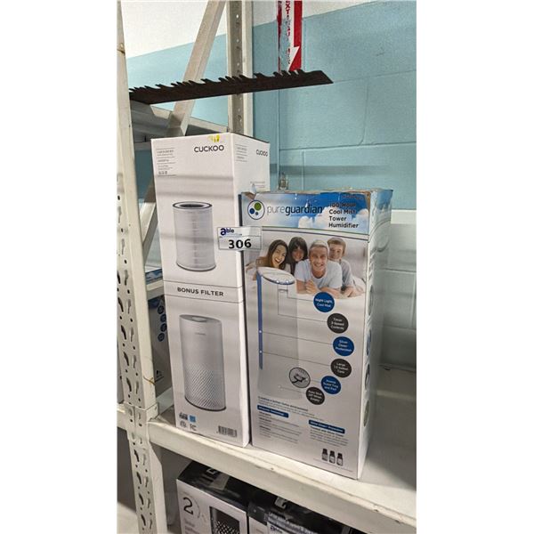 CUCKOO AIR PURIFIER WITH 1 BONUS FILTER AND PURE GUARDIAN COOL MIST HUMIDIFIER