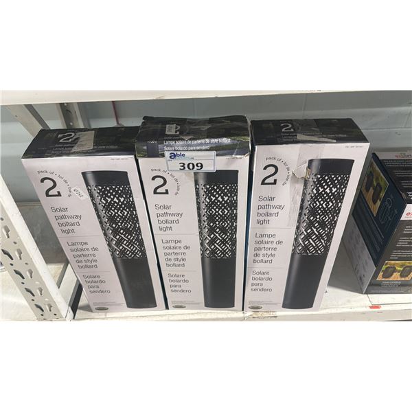 3 SOLAR PATHWAY BOLLARD LIGHTS