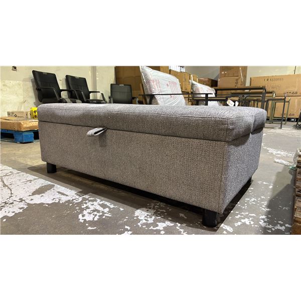 FABRIC OTTOMAN HIDE-A-BED SINGLE SIZE (SOME CLEANING REQUIRED)