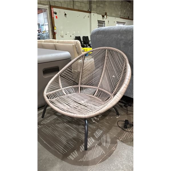 SYNTHETIC RATTAN EGG LOUNGE CHAIR (1 ADJUSTABLE FOOT MISSING)