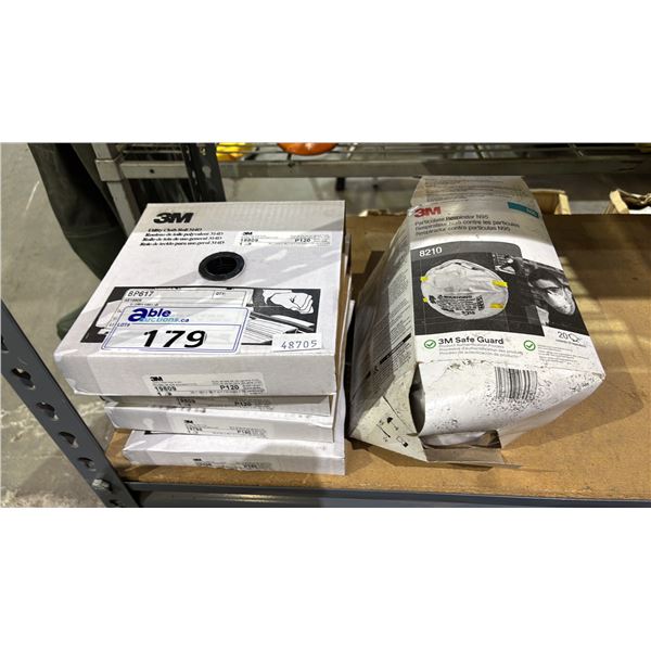 (4) 3M UTILITY CLOTH ROLL 314D & (1) BOX OF 3M PARTICULAR RESPIRATOR N95 MASKS