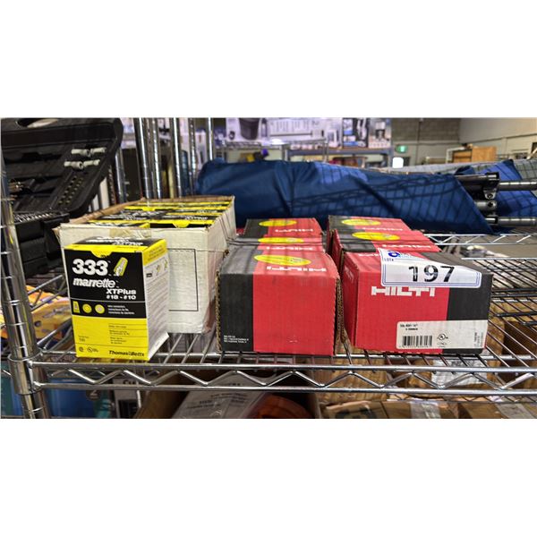 6 BOXES OF HILTI 50X HDI+ 1/2" DROP-IN ANCHORS, CASE OF MARRETE 333 XTPLUS #18-#10 WIRE CONNECTORS