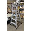 Image 1 : FEATHERLITE ADJUSTABLE FOLDING ALUMINUM STEP/EXTENSION LADDER (SOME RUNG DAMAGE)