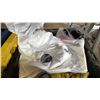 Image 3 : BIN OF ASSORTED ITEMS INCLUDING; RESPIRATOR MASK, WORK GLOVES, DUPONT PROSHIELD 50 COVERALLS & MORE