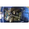 Image 2 : BIN OF ASSORTED ITEMS INCLUDING; PLUMBING HOSES, STAINLESS STEEL BALL VALVES, MULTI-VALVE WITH