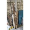 Image 2 : ASSORTED ITEMS INCLUDING KENNY IBEAM ROAD SET, 6' RED OAK HANDRAIL, WOODEN POLE WITH METAL TIP AND