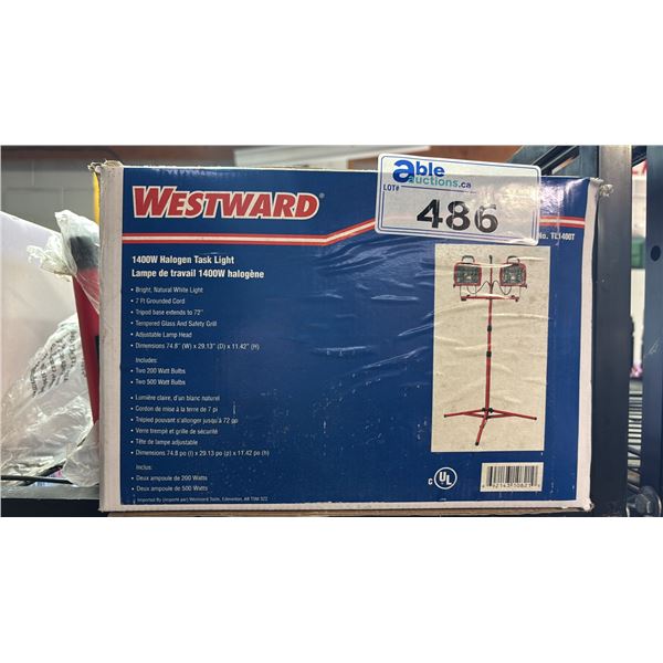 *NEW* BOX OF WESTWARD 1400W HALOGEN TASK LIGHT PAIR WITH TRIPOD