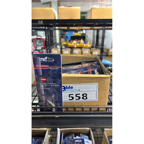 *NEW* BOX OF WESTWARD SLOTTED 1.6 X 8.0MM FLATHEAD DRILL BITS