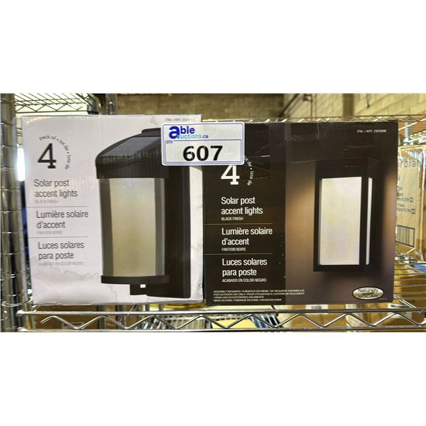 (2) PACKS OF 4 SOLAR POST ACCENT LIGHTS *WORKING CONDITION UNKNOWN/MAY BE MISSING PARTS & OR PIECES*