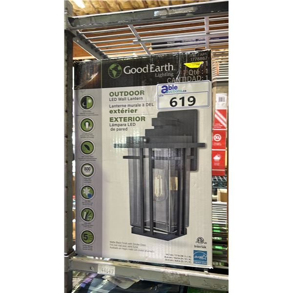 GOOD EARTH LIGHTING OUTDOOR LED WALL LANTERN *WORKING CONDITION UNKNOWN/MAY BE MISSING PARTS & OR