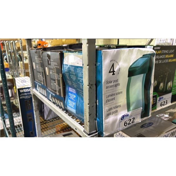 PACK OF 4 SOLAR POST ACCENT LIGHTS *WORKING CONDITION UNKNOWN/MAY BE MISSING PARTS & OR PIECES*