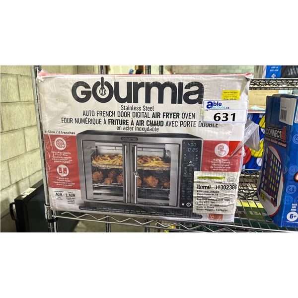 GOURMIA STAINLESS STEEL AUTO FRENCH DOOR DIGITAL AIR FRYER *WORKING CONDITION UNKNOWN/MAY BE MISSING