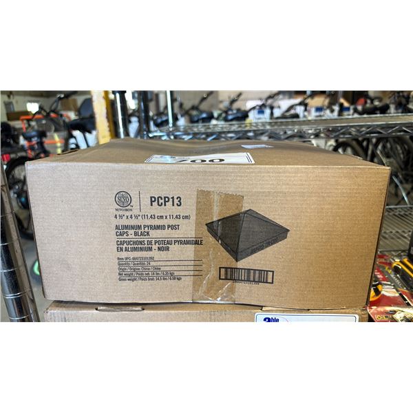 CASE OF PCP13 ALUMINUM PYRAMID POST CAPS -BLACK 4.5" X 4.5"