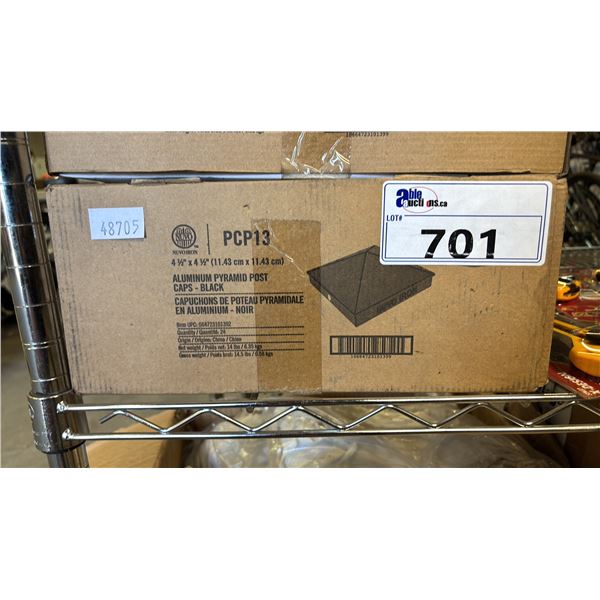 CASE OF PCP13 ALUMINUM PYRAMID POST CAPS -BLACK 4.5" X 4.5"