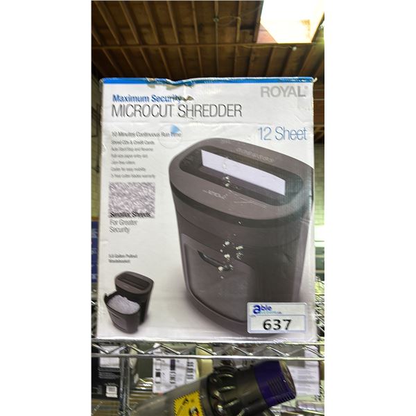 ROYAL MAXIMUM SECURITY 12 SHEET MICROCUT SHREDDER *WORKING CONDITION UNKNOWN/MAY BE MISSING PARTS