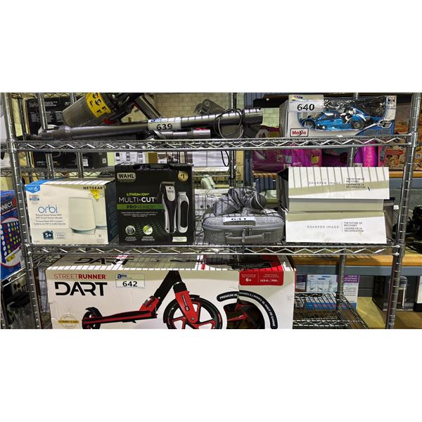 SHELF OF SHARPER IMAGE PERCUSSION MASSAGERS, WAHL SHAVER 7 ORBI SMART HOME WIFI *WORKING CONDITION