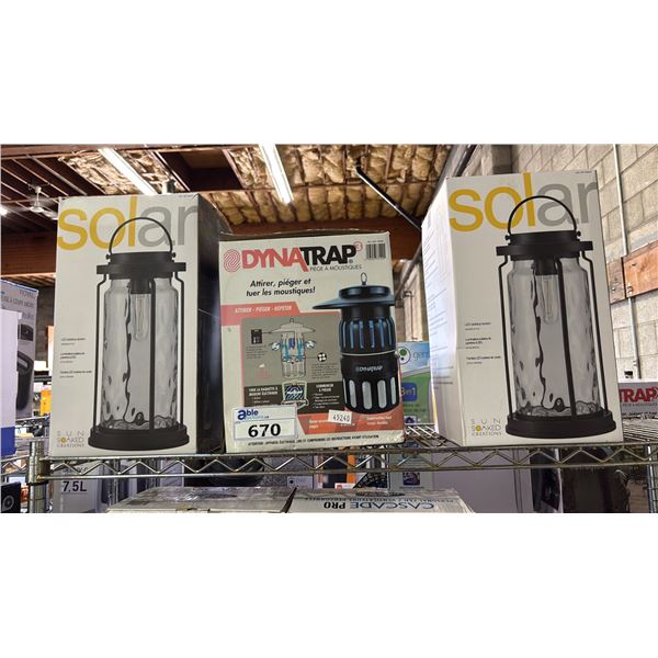 DYNATRAP XL MOSQUITO TRAP & (2) SOLAR LED TABLETOP LANTERNS  *WORKING CONDITION UNKNOWN/MAY BE