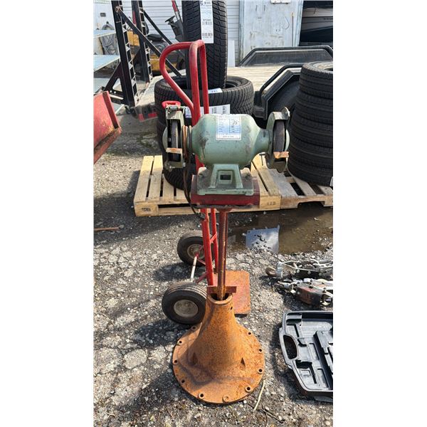 SUPER TOOLS 6" BENCH GRINDER ON STAND & 2 WHEEL FURNITURE DOLLY