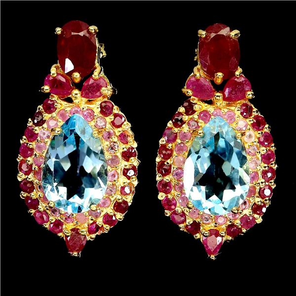 Natural Topaz & Ruby Earrings