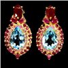Image 1 : Natural Topaz & Ruby Earrings