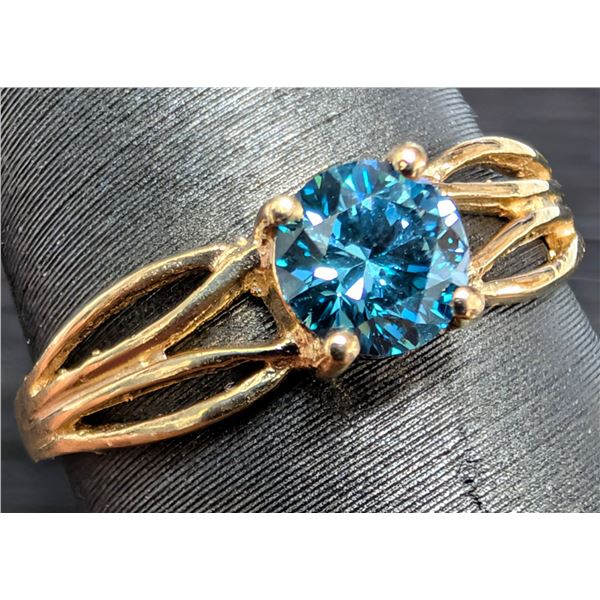 10K(1.4G), BLUE LAB DIAMOND (0.35CT)RING, SIZE 5, APPRAISED INSURANCE VALUE $1295