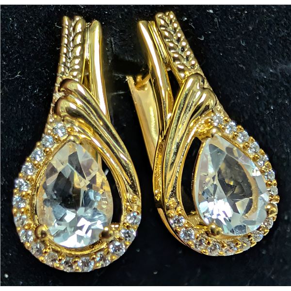 SILVER(4.2G), WHITE TOPAZ (2CT) EARRING, SUGGESTED RETAIL VALUE $200