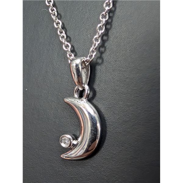 SILVER(2.05G), NATURAL DIAMOND (0.01CT)NECKLACE 15"