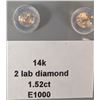Image 2 : 14K(0.5G), LAB DIAMOND (1.52CT) EARRING, APPRAISED INSURANCE VALUE $1500
