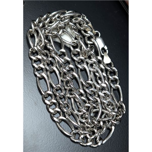 SILVER(8.32G), HOLLOW STYLE RHODIUM PLATED CHAIN 20", SUGGESTED RETAIL VALUE $250