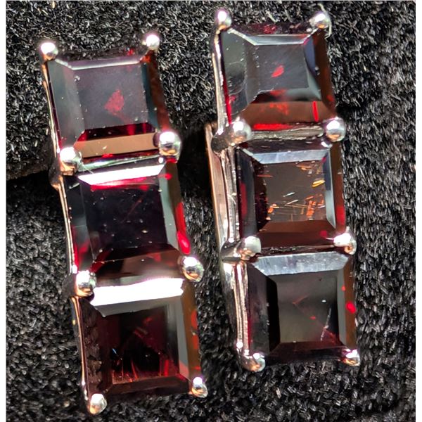 SILVER(4.59G), GARNET (3CT) EARRING, SUGGESTED RETAIL VALUE $400