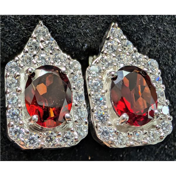 SILVER(5.79G), AMETHYST (3CT) EARRING, SUGGESTED RETAIL VALUE $360
