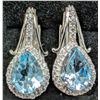 Image 1 : SILVER(4.22G), BLUE TOPAZ (2CT) EARRING, SUGGESTED RETAIL VALUE $320
