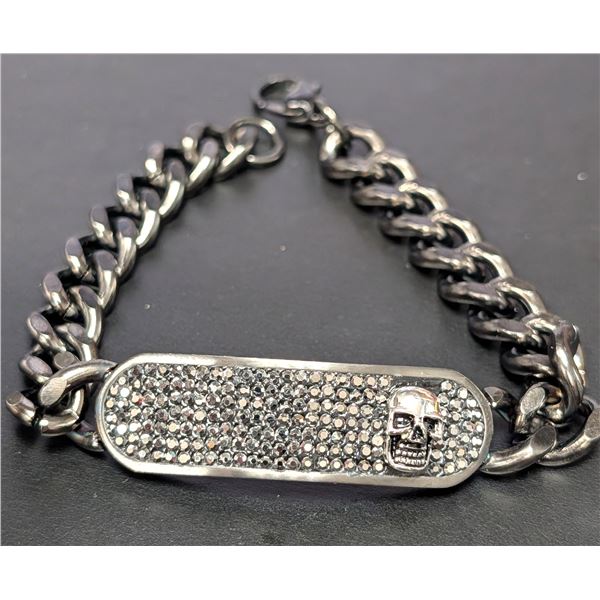 STAINLESS STEEL CZ BRACELET 8"