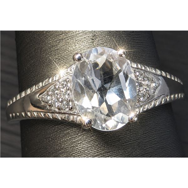 SILVER(3.71G), WHITE TOPAZ (1.5CT) RING, SUGGESTED RETAIL VALUE $260