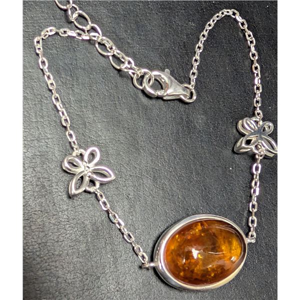 SILVER(3.48G), AMBER BRACELET 7-8'', SUGGESTED RETAIL VALUE $260