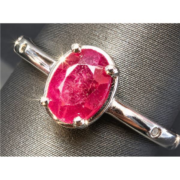 SILVER(2.2G), RUBY (1CT) RING, SUGGESTED RETAIL VALUE $240