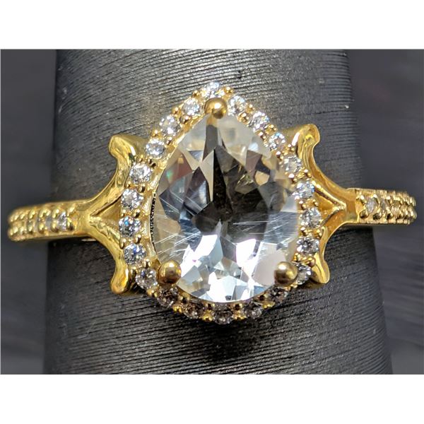 SILVER(3.41G), WHITE TOPAZ (1.5CT) RING, SUGGESTED RETAIL VALUE $240
