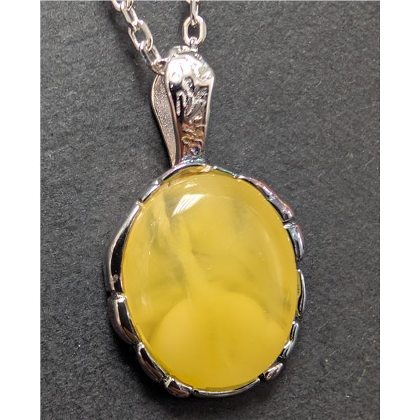 SILVER(3G), BALTIC AMBER NECKLACE 16-18''