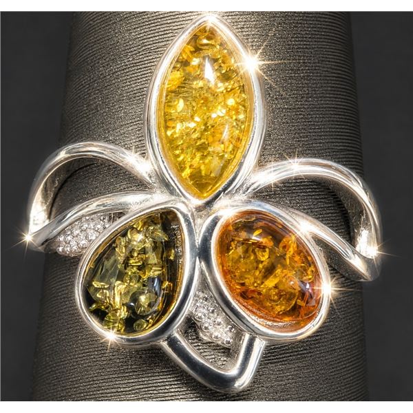 SILVER(2.6G), AMBER RING, SUGGESTED RETAIL VALUE $200
