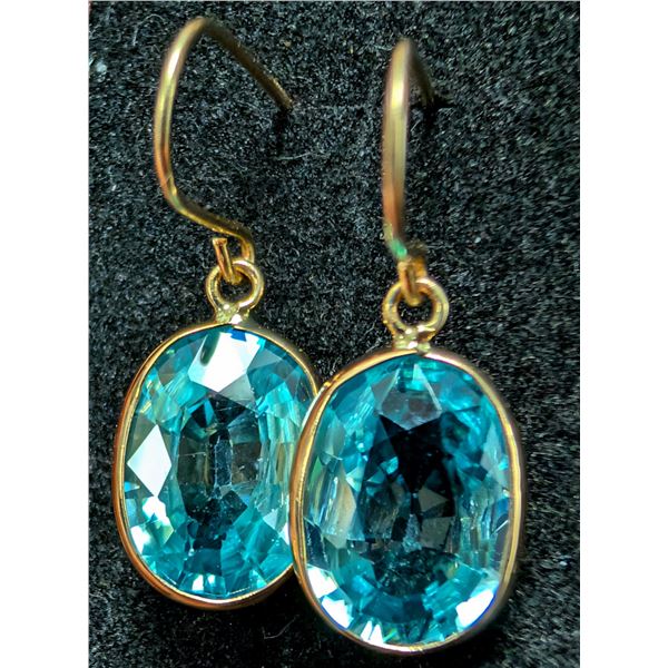 10K(1.45G), BLUE ZIRCON (5CT) EARRING, SUGGESTED RETAIL VALUE $1400